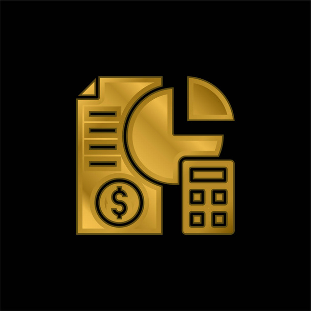 Analysis gold plated metalic icon or logo vector - Vector, Image
