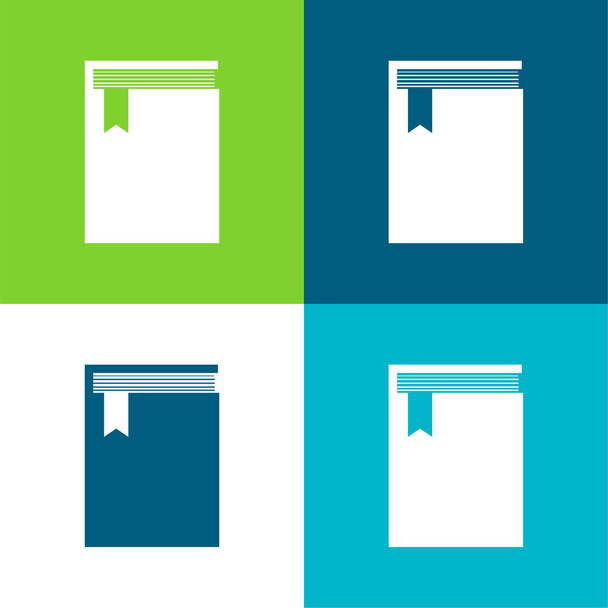 Livro da vista superior Conjunto de ícones mínimos de quatro cores plano - Vetor, Imagem