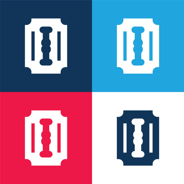 Set di icone minime a quattro colori blu e rosso - Vettoriali, immagini