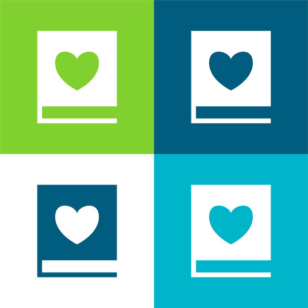 Book Of Love Flat négy szín minimális ikon készlet - Vektor, kép