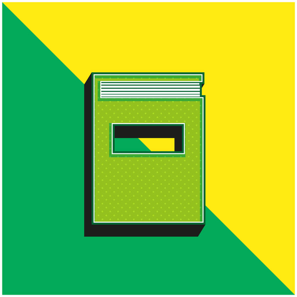 Book Of Black Cover Vihreä ja keltainen moderni 3d vektori kuvake logo - Vektori, kuva