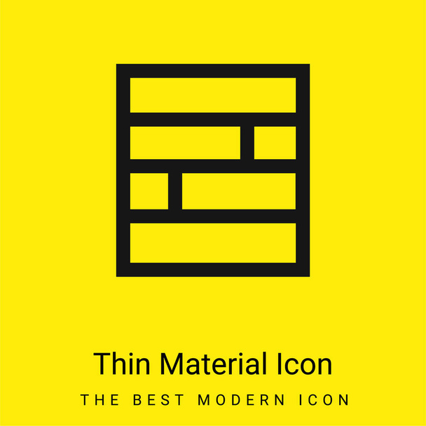 Bricks Pattern Square Button Interface Symbol minimal bright yellow material icon - Vector, Image