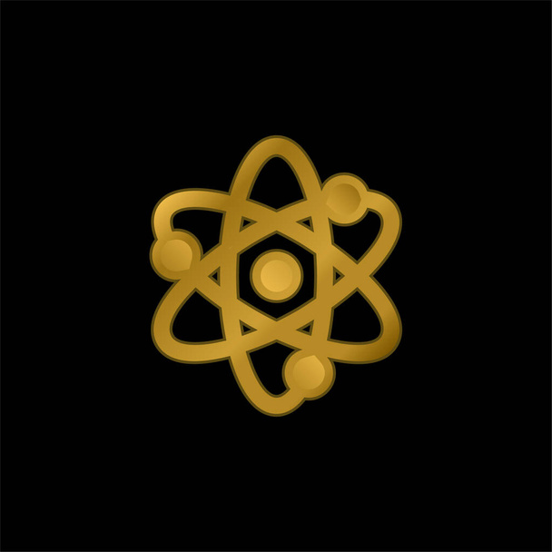 icône métallique plaqué or atome ou vecteur de logo - Vecteur, image