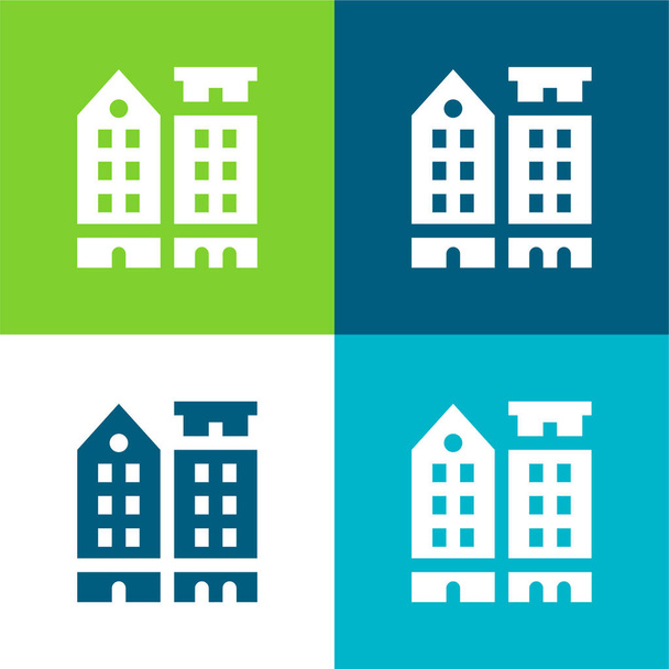 Amsterdam Set di icone minimali a quattro colori - Vettoriali, immagini