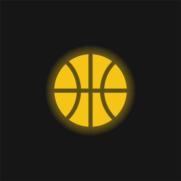 Basketball yellow glowing neon icon - Vector, Image