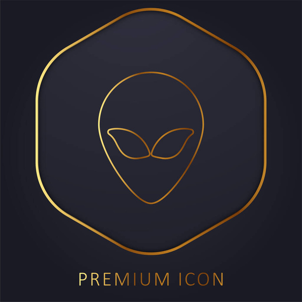 Alien Head golden line premium logo or icon - Vector, Image