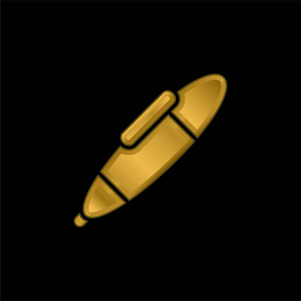 Big Pen plaqué or icône métallique ou logo vecteur - Vecteur, image