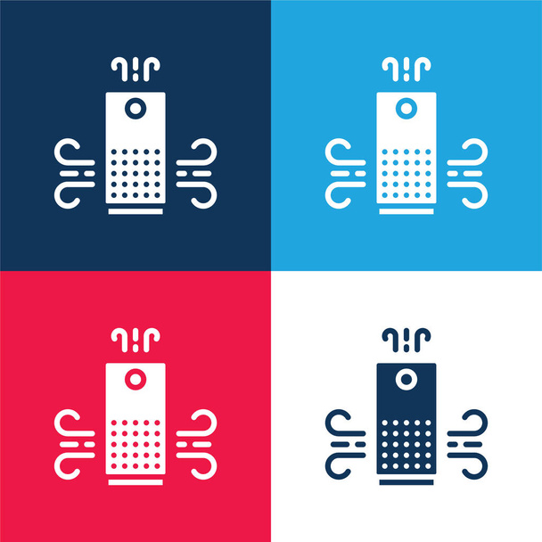 Air Purifier blue and red four color minimal icon set - Vector, Image