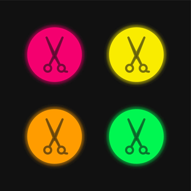 Barber Shop four color glowing neon vector icon - Vector, Image