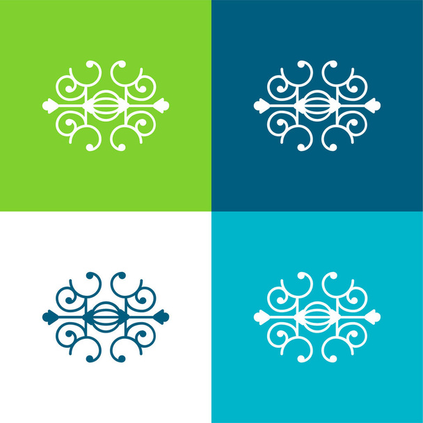 Bola rodeada de espirales planas de cuatro colores mínimo icono conjunto - Vector, imagen