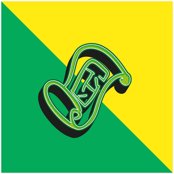 Blueprint mão ferramenta desenhada verde e amarelo moderno logotipo do ícone do vetor 3d - Vetor, Imagem