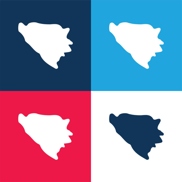 Bosnia And Herzegovina blue and red four color minimal icon set - Vector, Image