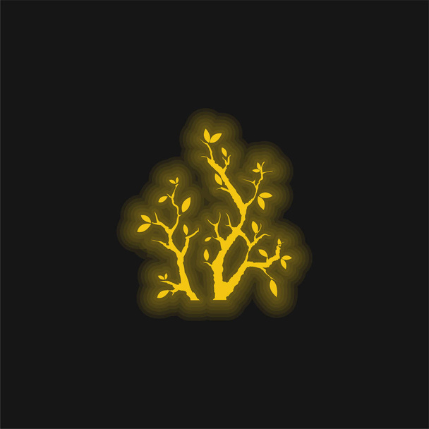 Branches With Leaves yellow glowing neon icon - Vector, Image