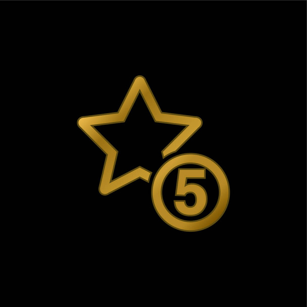 5 Stars Sign gold plated metalic icon or logo vector - Vector, Image