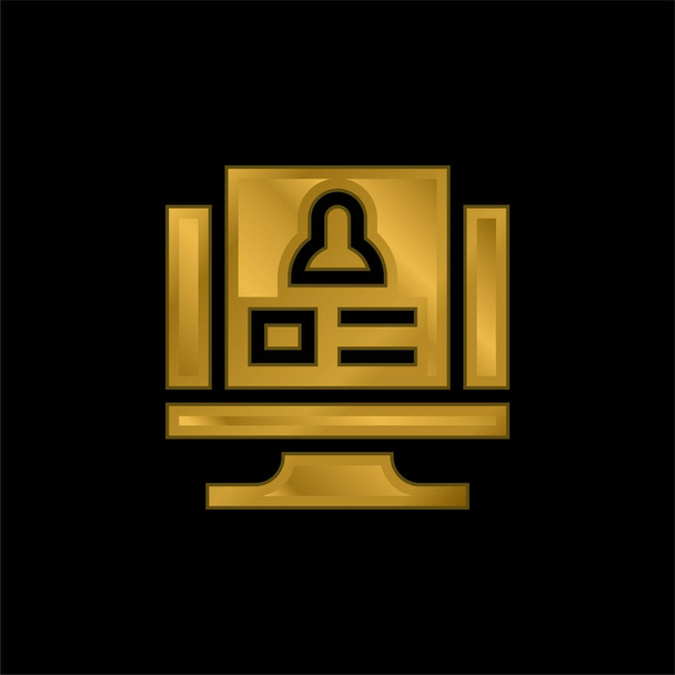 Verificación de fondo chapado en oro icono metálico o logo vector - Vector, imagen