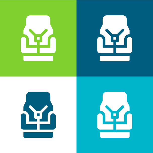 Baby stoel platte vier kleuren minimale pictogram set - Vector, afbeelding