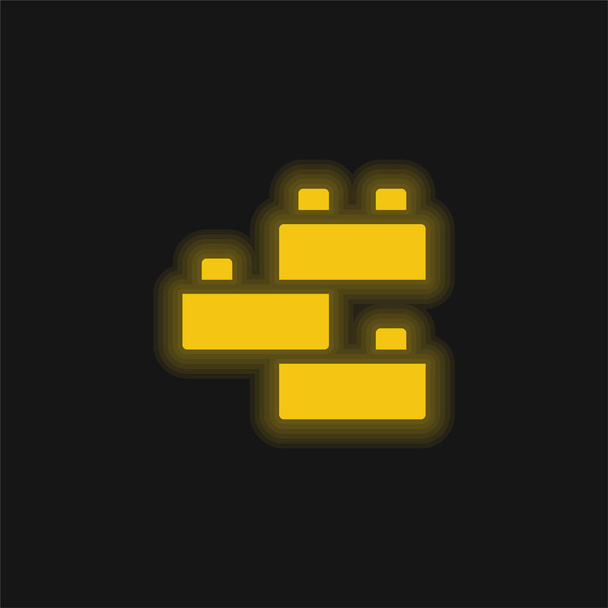 Ladrillo amarillo brillante icono de neón - Vector, Imagen