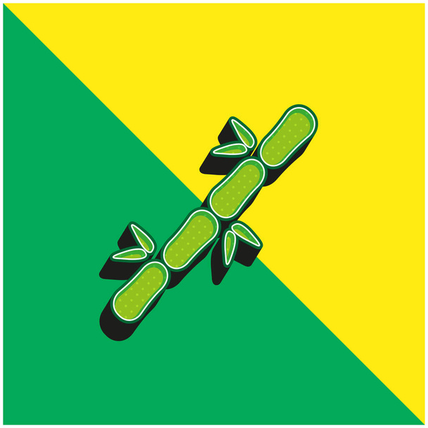 Bambu vara verde e amarelo moderno logotipo vetor 3d ícone - Vetor, Imagem