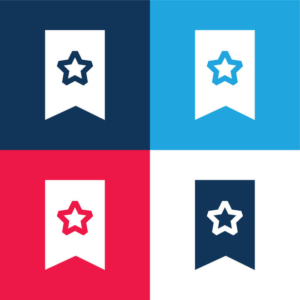 Lesezeichen blau und rot vier Farben minimalen Symbolsatz - Vektor, Bild