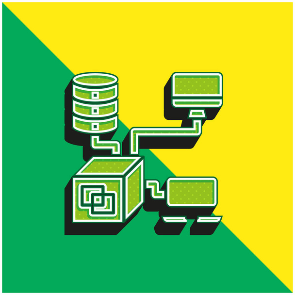 Alkalmazás Zöld és sárga modern 3D vektor ikon logó - Vektor, kép