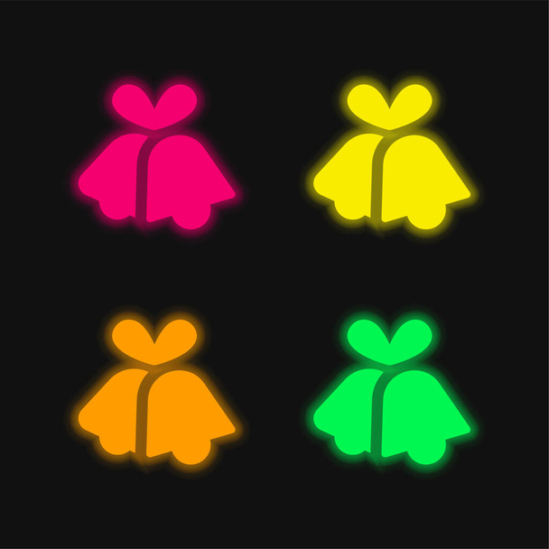 Harangok négy szín izzó neon vektor ikon - Vektor, kép