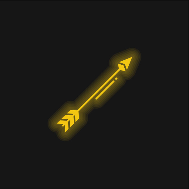 Pijl geel gloeiende neon pictogram - Vector, afbeelding