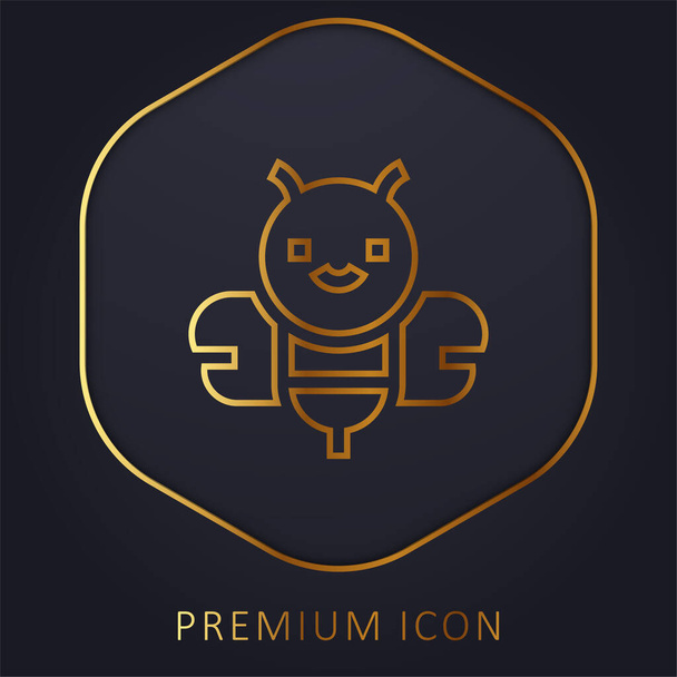 Abeja línea de oro logotipo premium o icono - Vector, Imagen