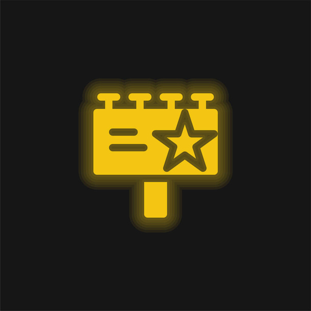 Panneau publicitaire jaune brillant icône néon - Vecteur, image