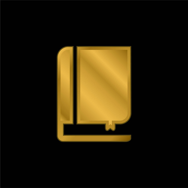 Livro e marcador banhado a ouro ícone metálico ou vetor logotipo - Vetor, Imagem
