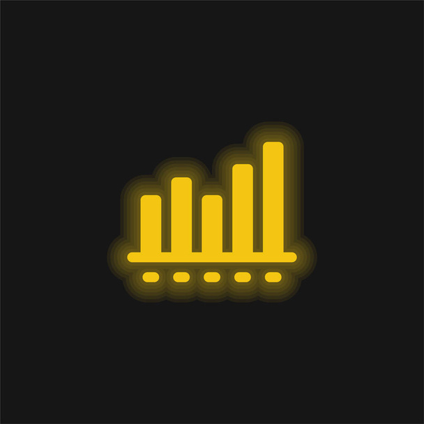 Bar Chart sárga izzó neon ikon - Vektor, kép