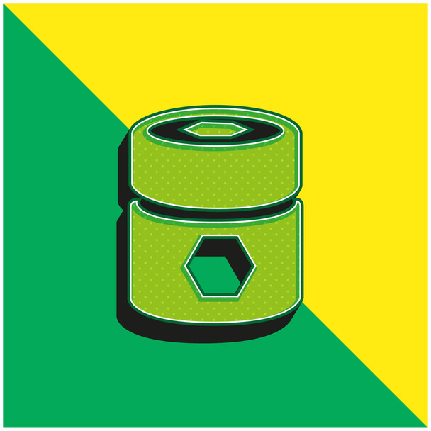 Barrel With Pentagons Green and yellow modern 3d vector icon - Вектор, зображення