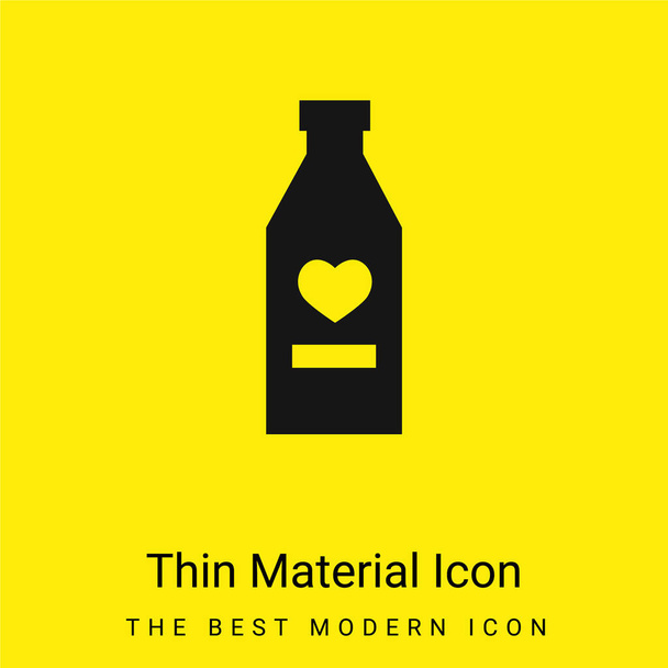 Пляшка вина з серцем мінімальна яскраво-жовта піктограма матеріалу
 - Вектор, зображення