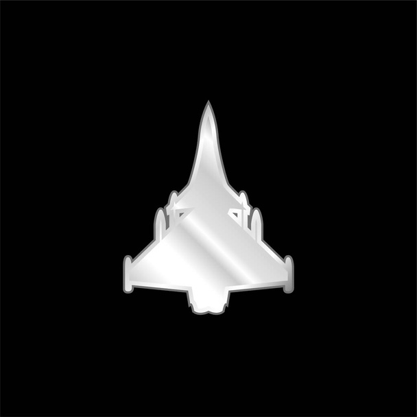 Літак Чорна форма срібна металева ікона
 - Вектор, зображення