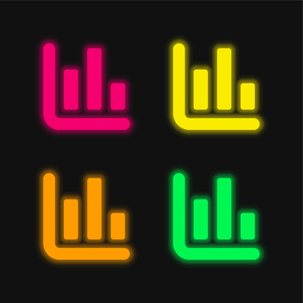 Bar Stat four color glowing neon vector icon - Vector, Image