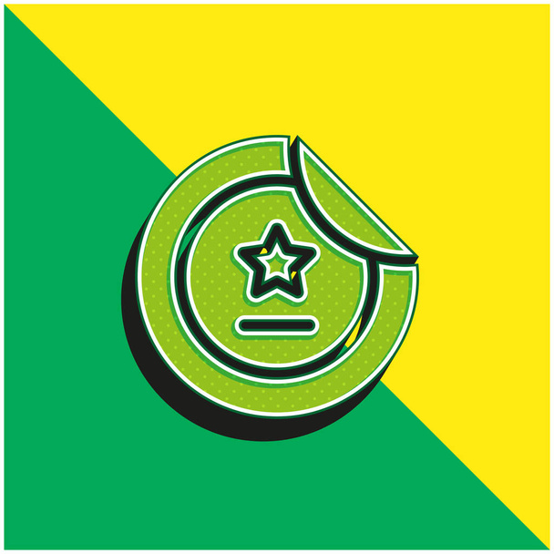 Emblema Verde e amarelo moderno logotipo do ícone do vetor 3d - Vetor, Imagem