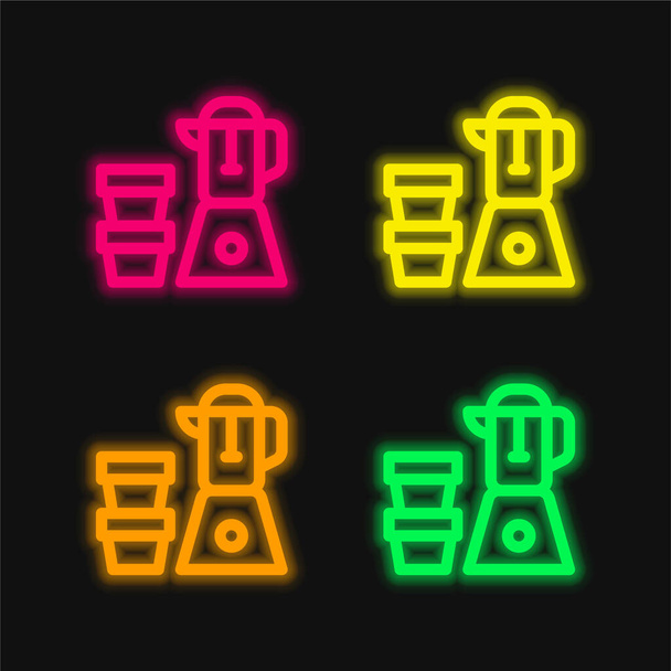 Baby Food four color glowing neon vector icon - Vector, Image