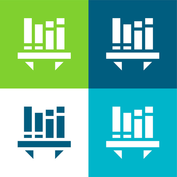 Könyvespolc Lakás négy szín minimális ikon készlet - Vektor, kép