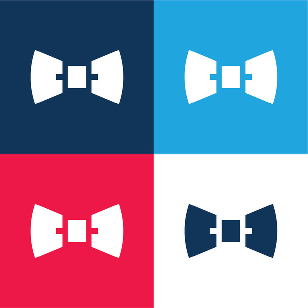 Bow Nyakkendő kék és piros négy szín minimális ikon készlet - Vektor, kép