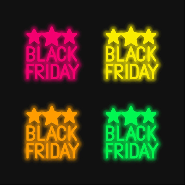 Venerdì nero quattro colori luminosi icona vettoriale al neon - Vettoriali, immagini