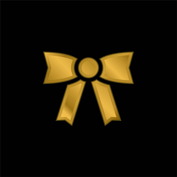 Bow gold plated metalic icon or logo vector - Vector, Image