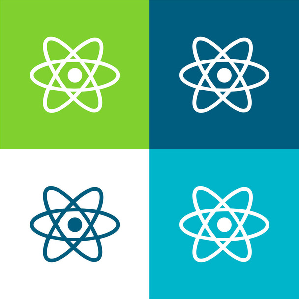 Atom Symbol Flat conjunto de iconos mínimos de cuatro colores - Vector, Imagen