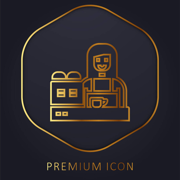 Barista línea dorada logotipo premium o icono - Vector, imagen