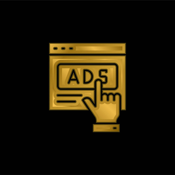 Реклама позолоченная металлическая икона или вектор логотипа - Вектор,изображение