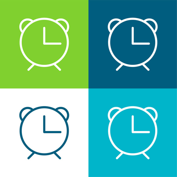 Reloj despertador Plano de cuatro colores mínimo icono conjunto - Vector, Imagen