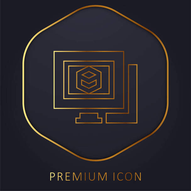 3d Моделювання логотипу або значка преміум-класу золотої лінії
 - Вектор, зображення