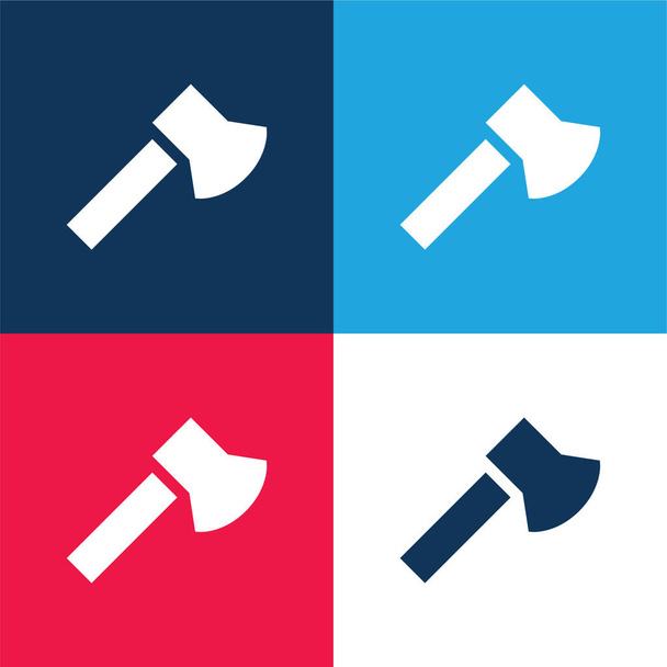 Ax blue and red four color minimal icon set - Vector, Image