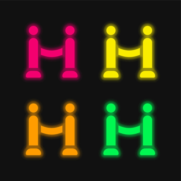 Бар'єр Чотири кольори світяться неонова векторна ікона - Вектор, зображення