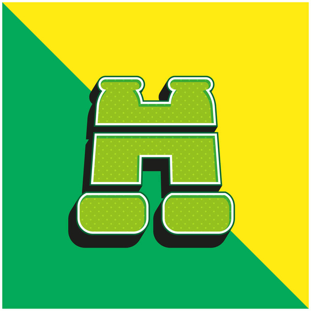Binoculars Green and yellow modern 3d vector icon logo - Vector, Image