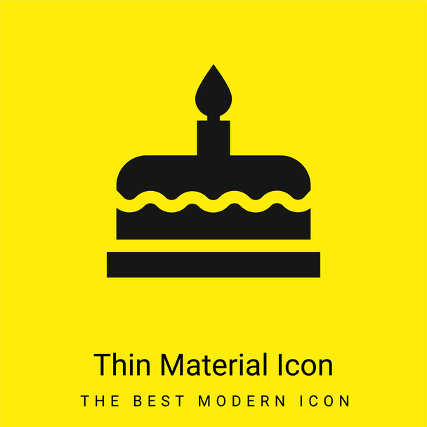 Tarta de cumpleaños mínimo icono de material amarillo brillante - Vector, Imagen