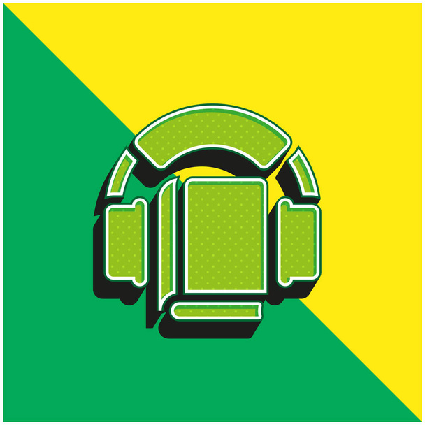 Audiobook Πράσινο και κίτρινο σύγχρονο 3d διάνυσμα εικονίδιο λογότυπο - Διάνυσμα, εικόνα